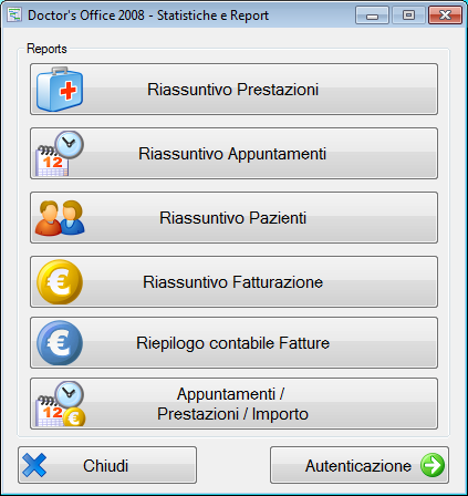 statistiche e report fatture, appuntamenti, anagrafe, etc